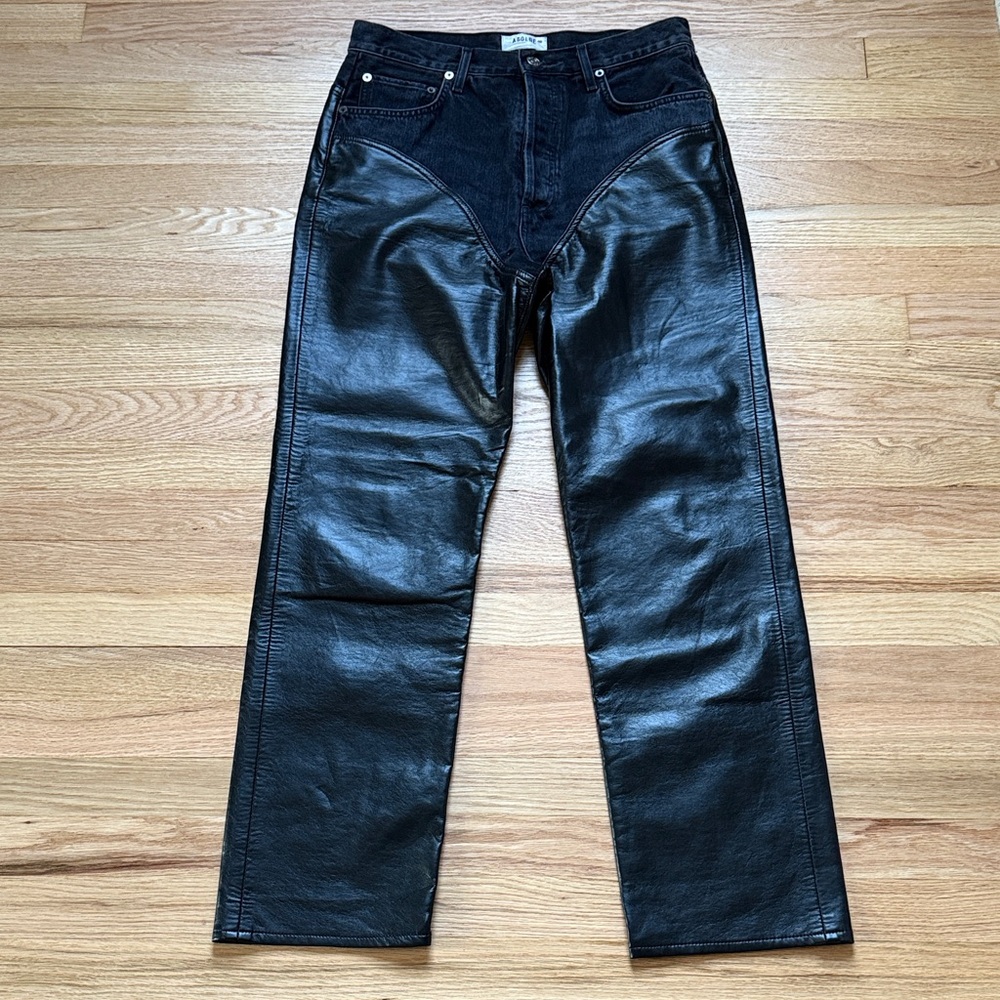 Agolde Harley Jean leather Black pant size 28